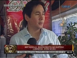 24 Oras: Mat Ranillo, nagpahiwatig na gustong lumantad, ayon sa DOJ
