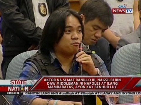 SONA: Mat Ranillo III,nagsilbi rin daw middleman ni Napoles at ilang mambabatas,ayon kay Benhur Luy