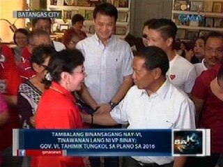 Saksi: Tambalang "Nay-Vi", tinawanan lang ni VP Binay; Gov. Vi, tahimik tungkol sa plano sa 2016