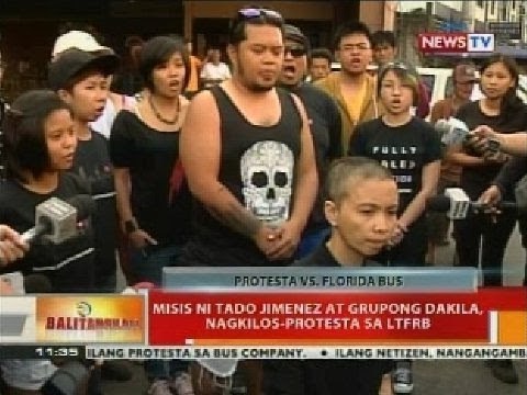 Misis ni Tado Jimenez, nagpakalbo sa harap ng GV Florida transport terminal bilang protesta
