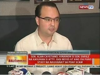 Sen. Alan Cayetano, hinamon si Sen. Enrile na kasuhan ang staff na nauugnay sa PDAF scam
