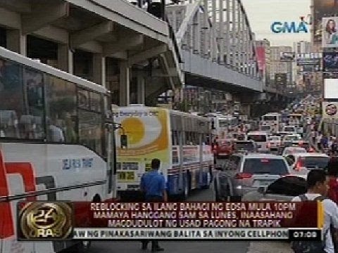24oras: Reblocking sa ilang bahagi ng EDSA mula 10 PM mamaya hanggang 5 AM sa Lunes