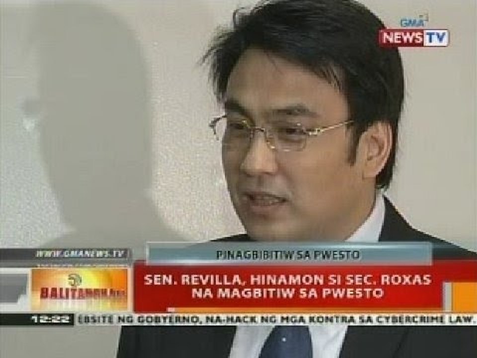 BT: Sen. Revilla, hinamon si Sec. Roxas na magbitiw sa pwesto
