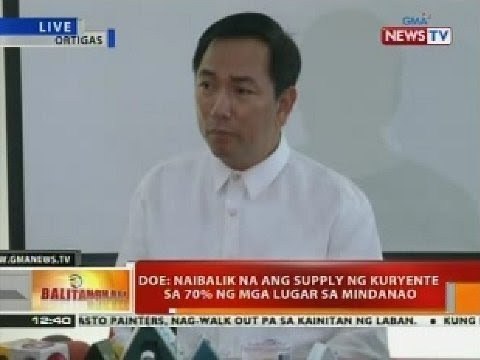 BT: DOE: Naibalik na ang supply ng kuryente sa 70% ng mga lugar sa Mindanao