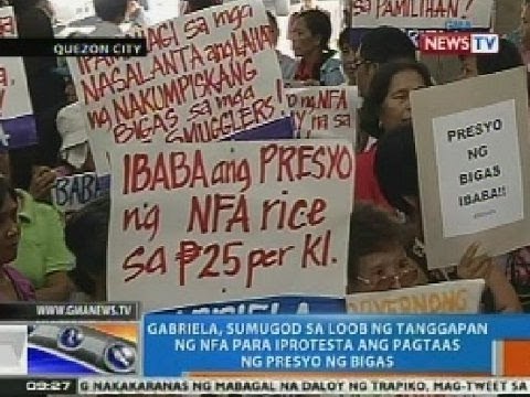NTG: Gabriela, sumugod sa opisina ng NFA para iprotesta ang pagtaas ng presyo ng bigas