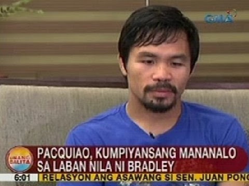 UB: Pacquiao, kumpiyansang mananalo sa laban nila ni Bradley