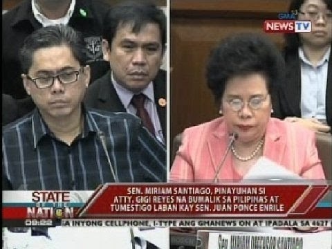 Sen. Miriam Santiago, pinayuhan si Atty. Reyes na bumalik sa Pilipinas at tumestigo laban kay Enrile