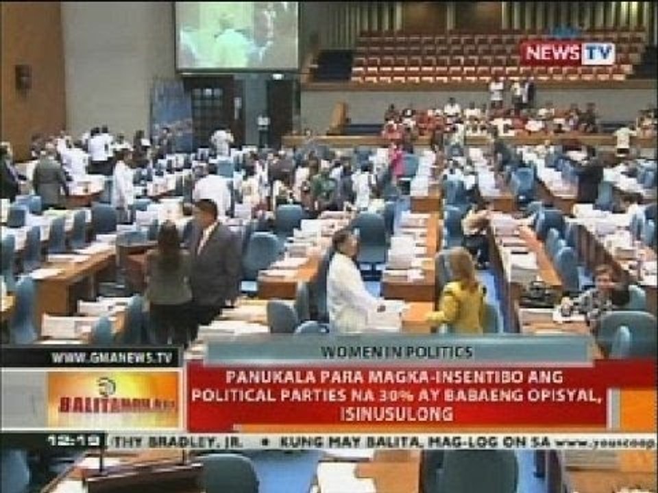 BT: Panukala para magka-insentibo ang political parties na 30% ay babaeng opisyal, isinulong