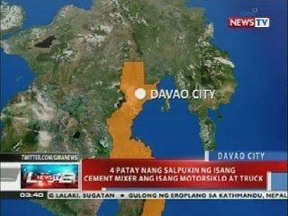 NTVL: 4 patay nang salpukin ng isang cement mixer ang isang motorsiklo at truck