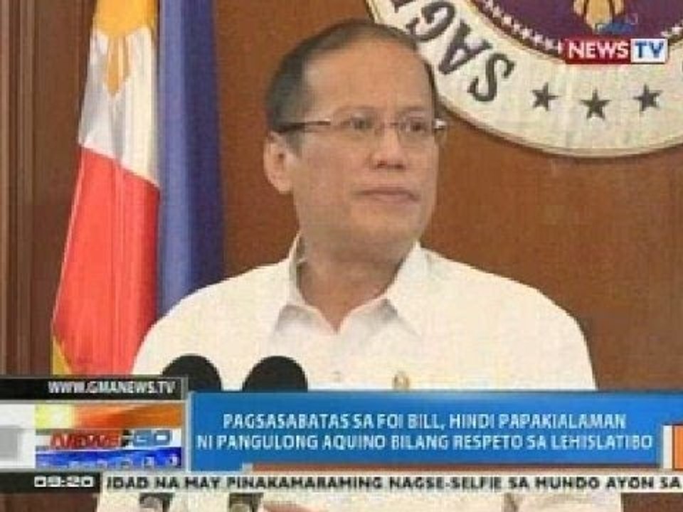 NTG: Pagsasabatas sa FOI Bill, hindi papakialaman ni PNoy bilang respeto sa lehislatibo