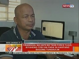 Tinanggal na hepe ng Task Force Tugis, biyaheng Cebu na para sa kanyang bagong tungkulin
