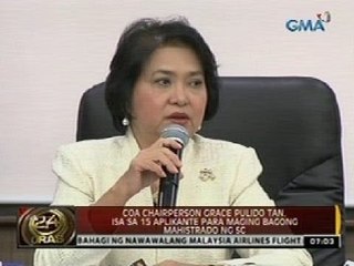 COA Chairperson Grace Pulido Tan, isa sa 15 aplikante para maging bagong mahistrado ng SC