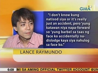UB: Singer-actor Lance Raymundo, nabagsakan ng barbel sa mukha