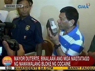 UB: Mayor Duterte, binalaan ang mga nagtatago ng nawawalang bloke ng cocaine