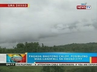 BP: Pagasa: Bagyong Caloy, posibleng mag-landfall sa Davao City
