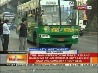 BT: LTFRB, nag-inspeksyon ng mga bus bilang bahagi ng Oplan Exodus