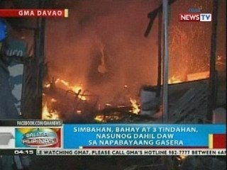 Simbahan, bahay at 3 tindahan sa Davao City, nasunog dahil daw sa napabayaang gasera
