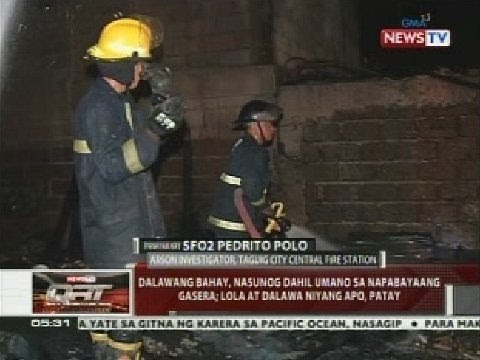 Lola at dalawang apo niya, patay sa sunog na hinihinalang dahil sa napabayaang gasera