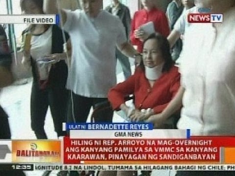 BT: Hiling ni Rep. Arroyo na mag-overnight ang kanyang pamilya sa VMMC, pinayagan