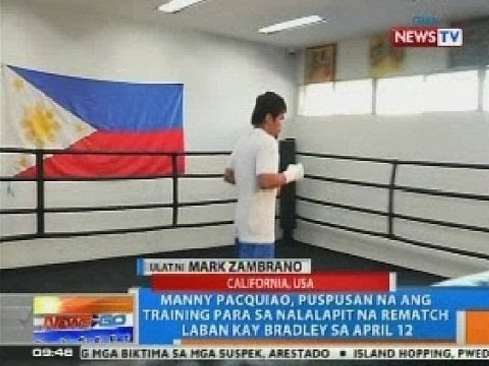NTG: Pacquiao, puspusan ang training para sa nalalapit na rematch vs. Bradley