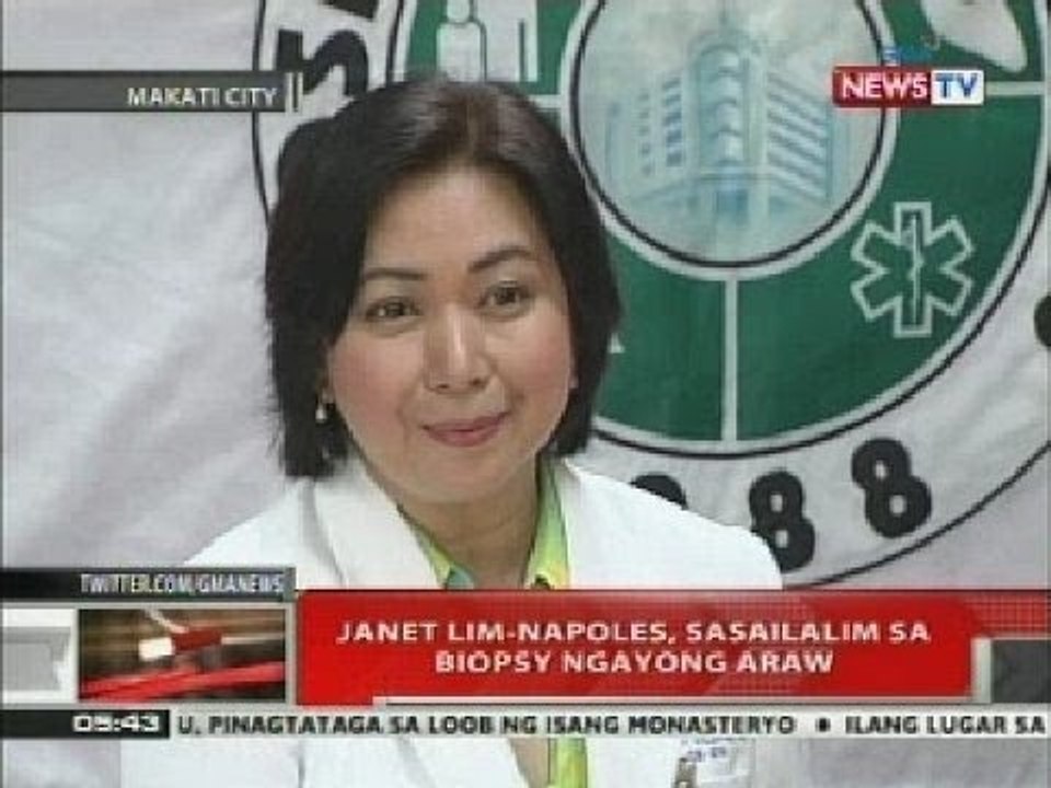 QRT: Janet Lim-Napoles, sasailalim sa Biopsy ngayong araw