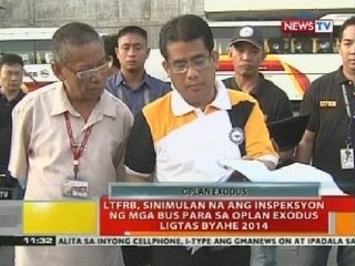 LTFRB, sinimulan na ang inspeksyon ng mga bus para sa Oplan Exodus Ligtas Byahe 2014