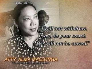 Startalk: Atty. Alma Mallonga: "I will not withdraw. I say, do your worst. We will not be cowed."