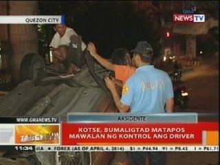 BT: Kotse, bumaligtad matapos mawalan ng kontroil ang driver
