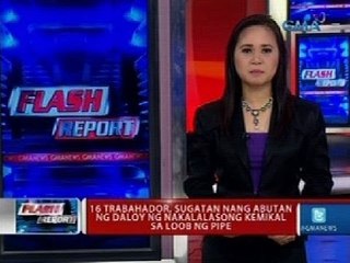 16 trabahador, sugatan nang abutan ng daloy ng nakalalasong kemikal sa loob ng pipe