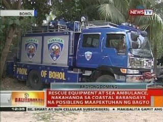 Rescue equipment at sea ambulance, nakahanda sa coastal barangays na posibleng maapektuhan ng bagyo