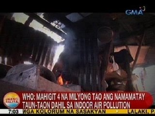 UB: WHO: Mahigit 4M tao ang namamatay taun-taon dahil sa indoor air pollution