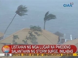 UB: Listahan ng mga lugar na pwedeng salantahin ng storm surge, inilabas