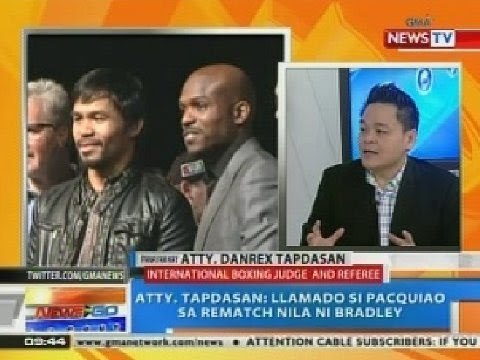 NTG: Atty. Tapdasan: Llamado si Pacquiao sa rematch nila ni Bradley