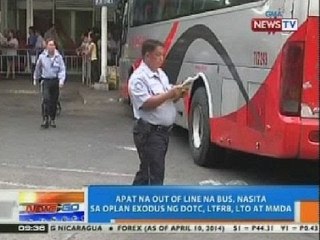 NTG: 4 na out of line na bus, nasita sa Oplan Exodus