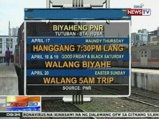 NTG: Schedule ng biyahe ng PNR ngayong Holy Week