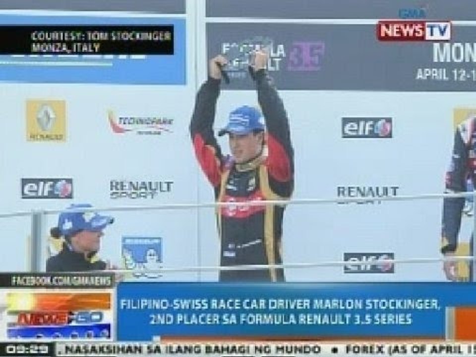 NTG: Fil-Swiss Marlon Stockinger, 2nd placer sa Formula Renault 3.5 Series