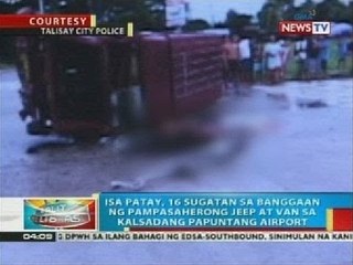 Isa patay, 16 sugatan sa banggaan ng pampasaherong jeep at van sa Negros Occidental