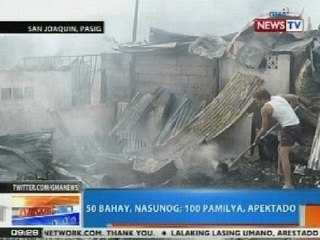 NTG: 50 bahay sa San Joaquin, Pasig, nasunog