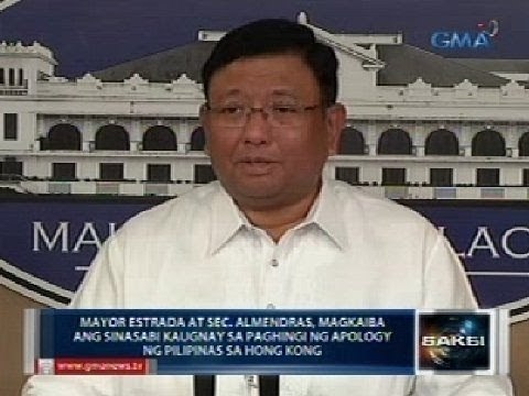 Mayor Estrada at Sec. Almendras, magkasalungat kung nag-sorry ang Pilipinas sa Hong kong