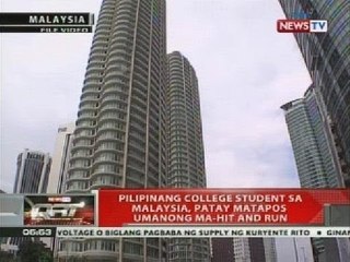 QRT: Pilipinang college student sa Malaysia, patay matapos umanong ma-hit and run