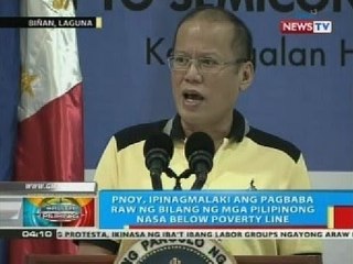 PNoy, ipinagmalaki ang pagbaba raw ng bilang ng mga Pilipinong nasa below poverty line