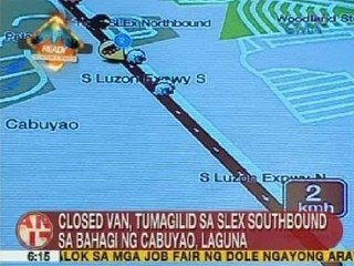 UB: Closed van, tumagilid sa SLEX southbound sa bahagi ng Cabuyao, Laguna