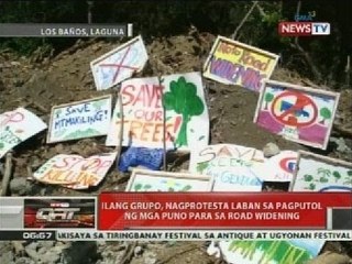 QRT: Ilang grupo, nagprotesta laban sa pagputol ng mga puno para sa road widening