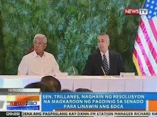 NTG: Trillanes, naghain ng resolusyon na magkaroon ng pagdinig para linawin ang EDCA