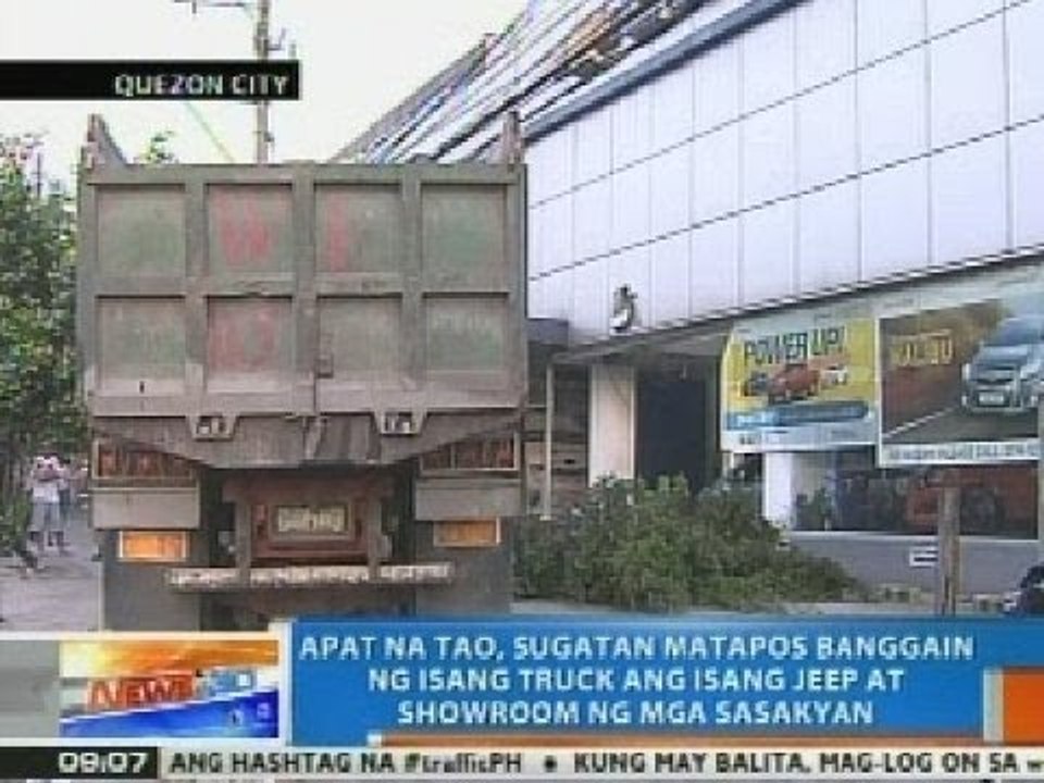 NTG: 4 na tao, sugatan matapos banggain ng truck ang isang jeep sa Quezon Avenue