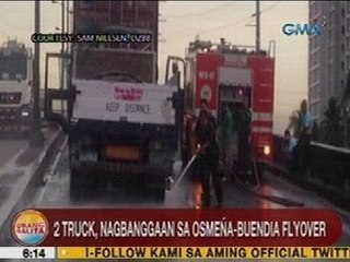 UB: 2 truck, nagbanggaan sa Osmeña-Buendia flyover northbound