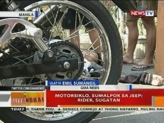 BT: Motorsiklo, sumalpok sa jeep; rider, sugatan