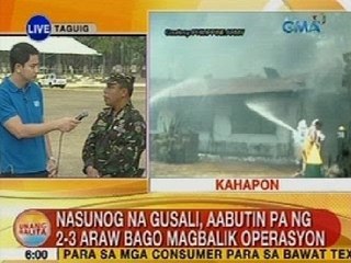 UB: Nasunog na gusali ng PHL Army, aabutin ng 2-3 araw bago magbalik operasyon