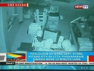BP: Panloloob sa isang dept. store sa Davao City, kitang-kita sa CCTV