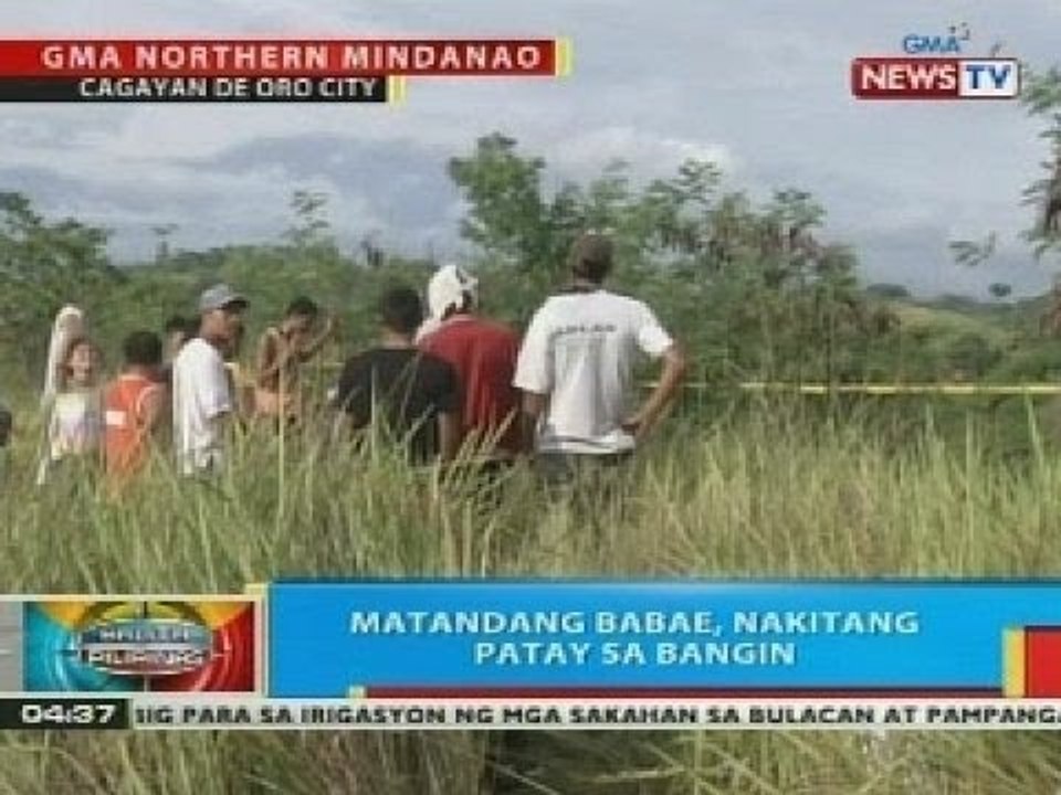 BP: Matandang babae, nakitang patay sa bangin sa Cagayan de Oro City